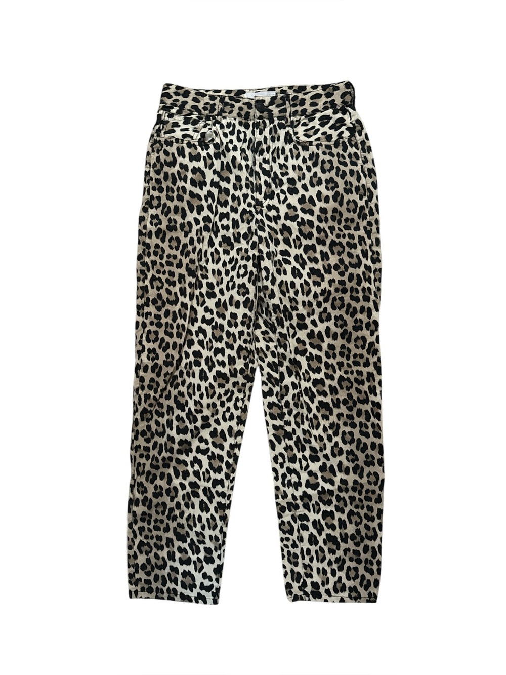 Mango Black & Cream Leopard Print Wide Leg Pants Women’s 6 Wild Animal Print